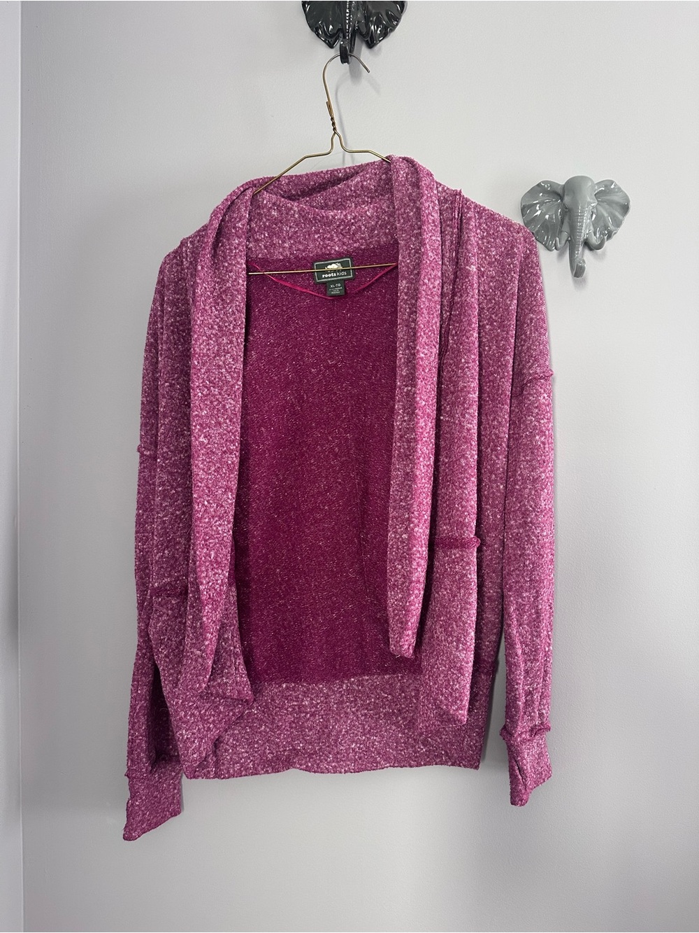 Roots Kids Heathered Raspberry Open-Front Cozy Knit Sweater cardigan